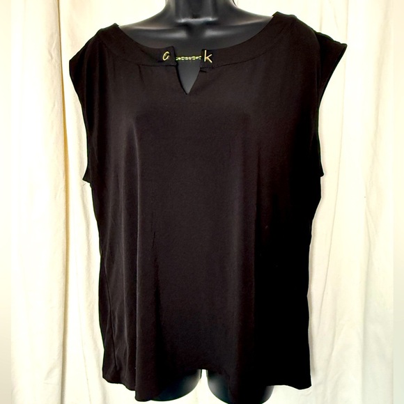 Calvin Klein "CK" Chain Detail Black Lightweight Sleeveless Tunic Womens Sz XL - Picture 1 of 5